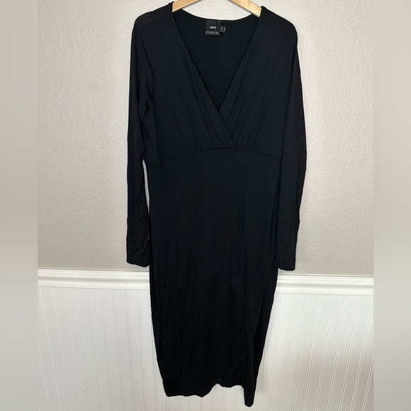 ASOS Maternity Black Faux Wrap Dress Size 14 - Picture 1 of 4